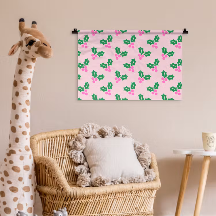 Wandkleed - Kerst - Hulst - Roze — 5