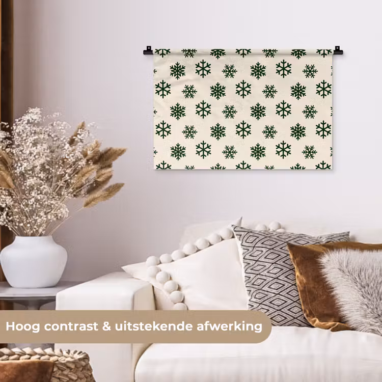 Wandkleed - Sneeuwvlok - Crème - Groen - Kerst — 4