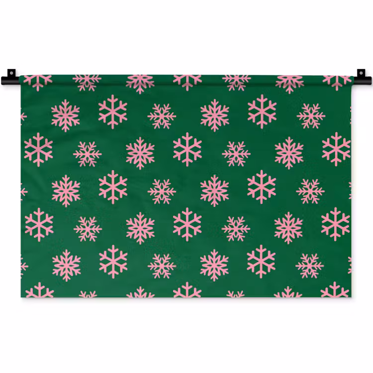 Wandkleed - Sneeuwvlok - Groen - Roze - Kerst — 1