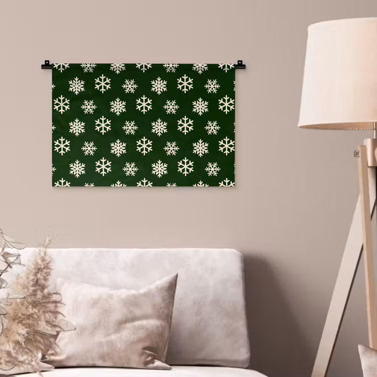 Wandkleed - Sneeuwvlok - Groen - Wit - Kerst — 2