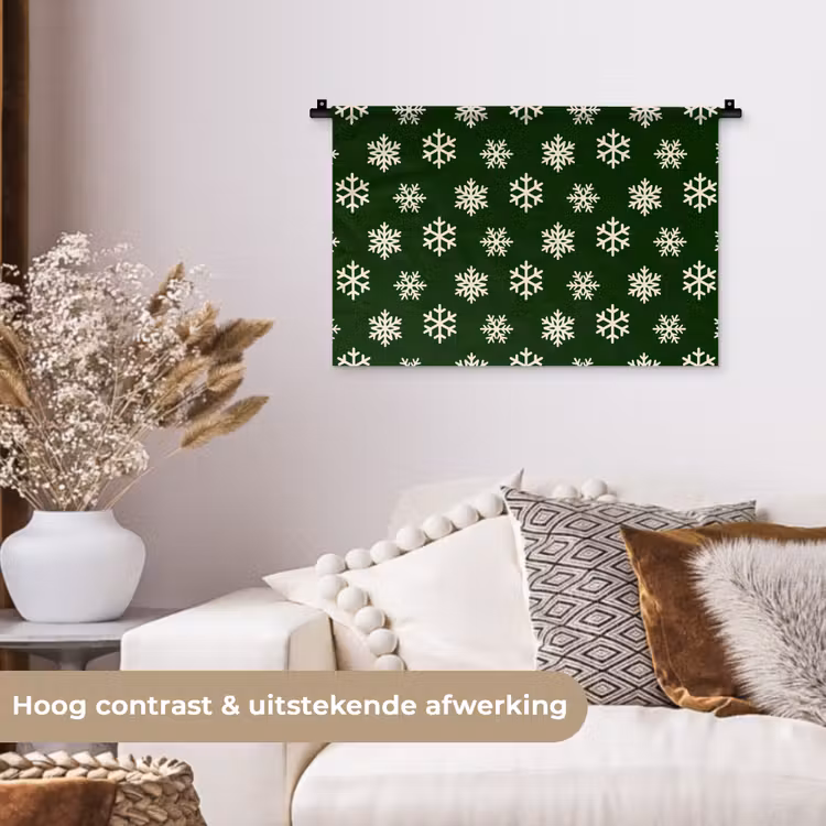 Wandkleed - Sneeuwvlok - Groen - Wit - Kerst — 4