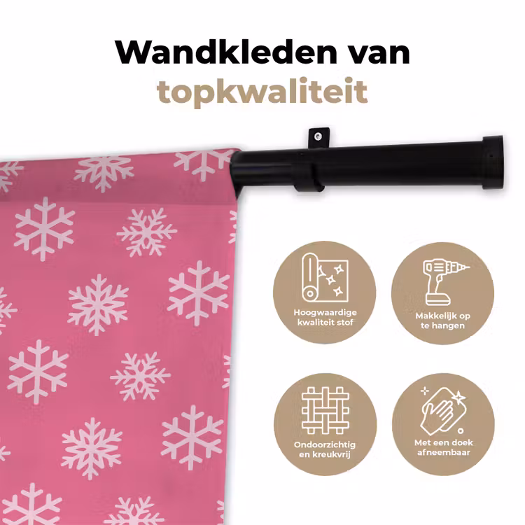 Wandkleed - Sneeuwvlok - Kerst - Roze — 3