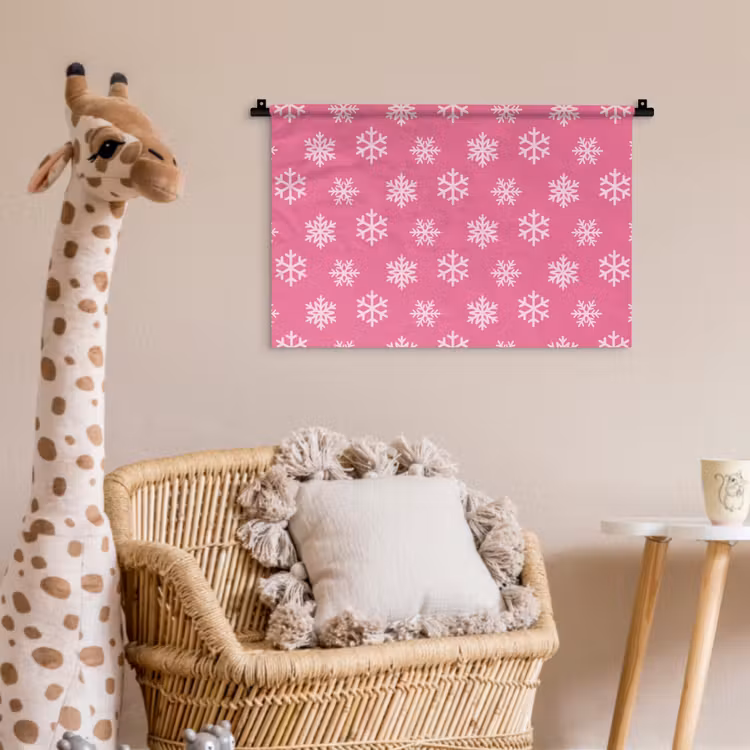 Wandkleed - Sneeuwvlok - Kerst - Roze — 5