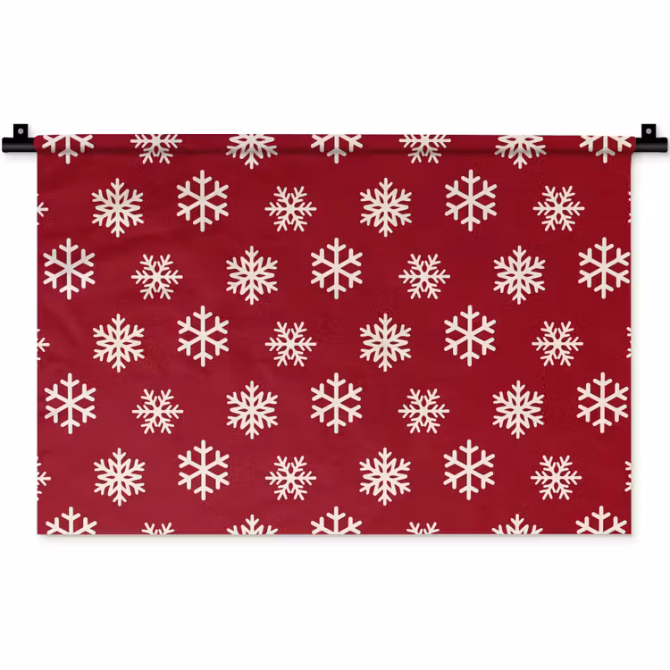 Wandkleed - Sneeuwvlok - Rood - Wit - Kerst — 1