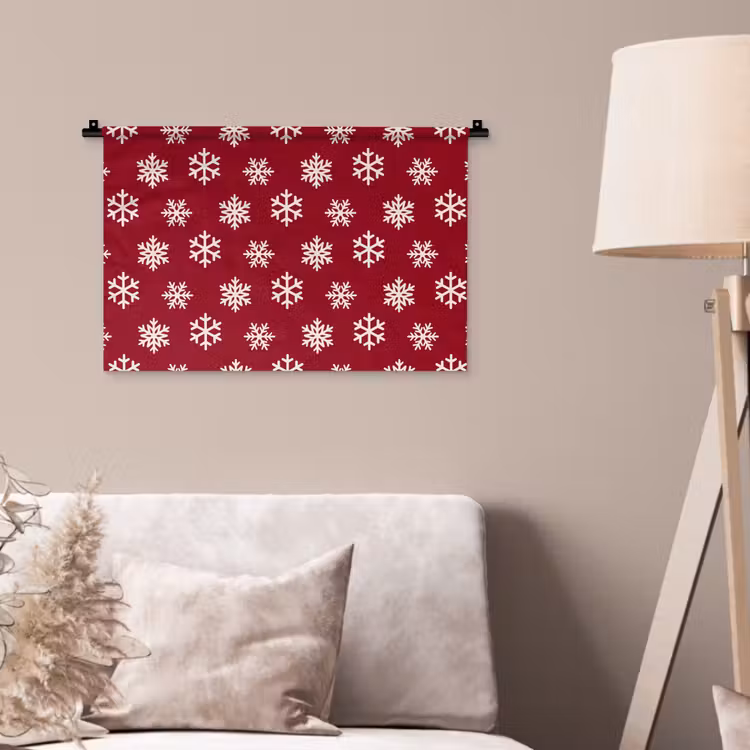 Wandkleed - Sneeuwvlok - Rood - Wit - Kerst — 2