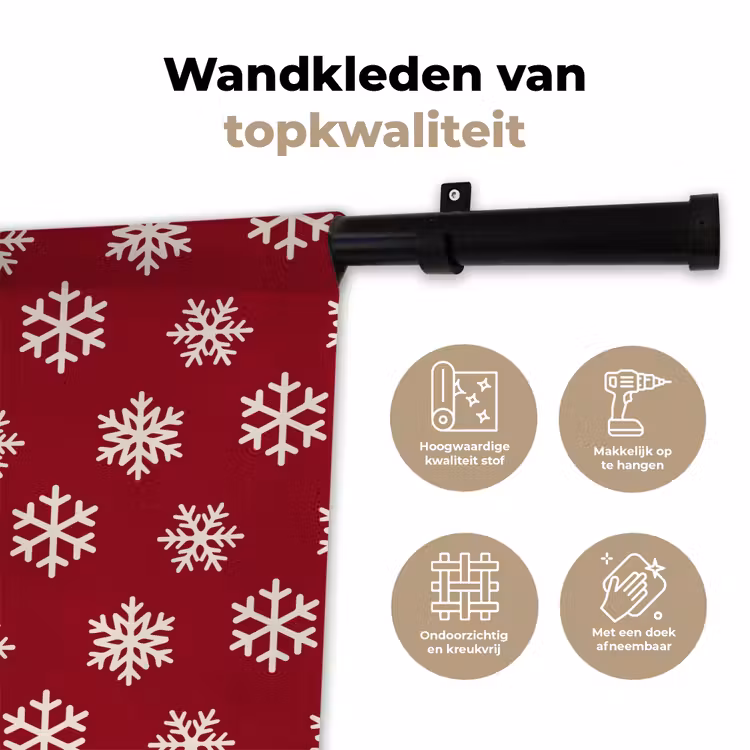 Wandkleed - Sneeuwvlok - Rood - Wit - Kerst — 3