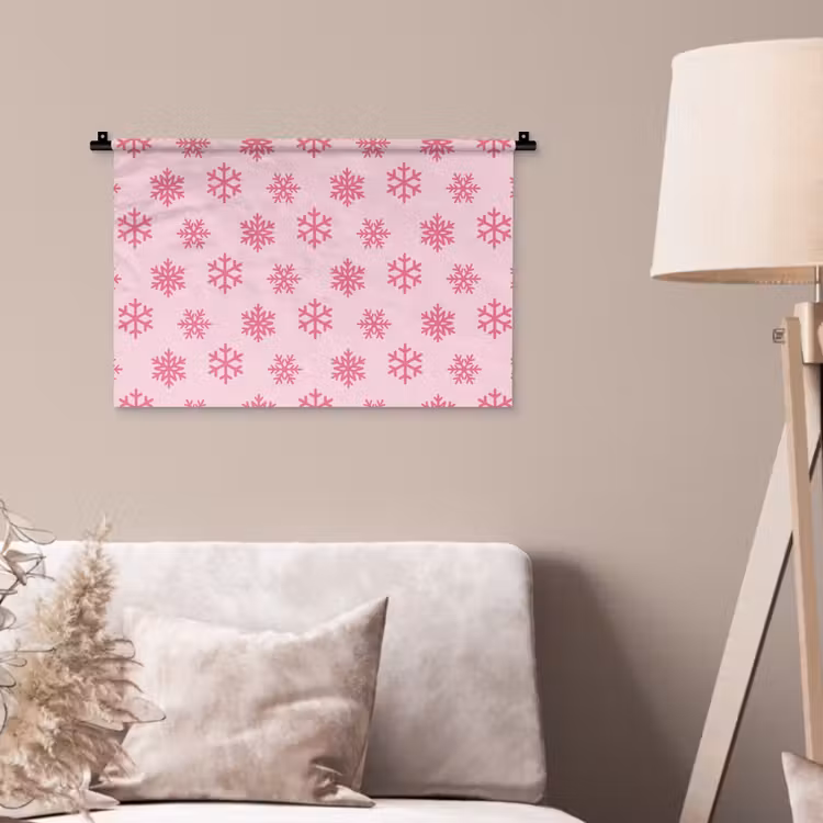 Wandkleed - Sneeuwvlok - Roze - Kerst — 2