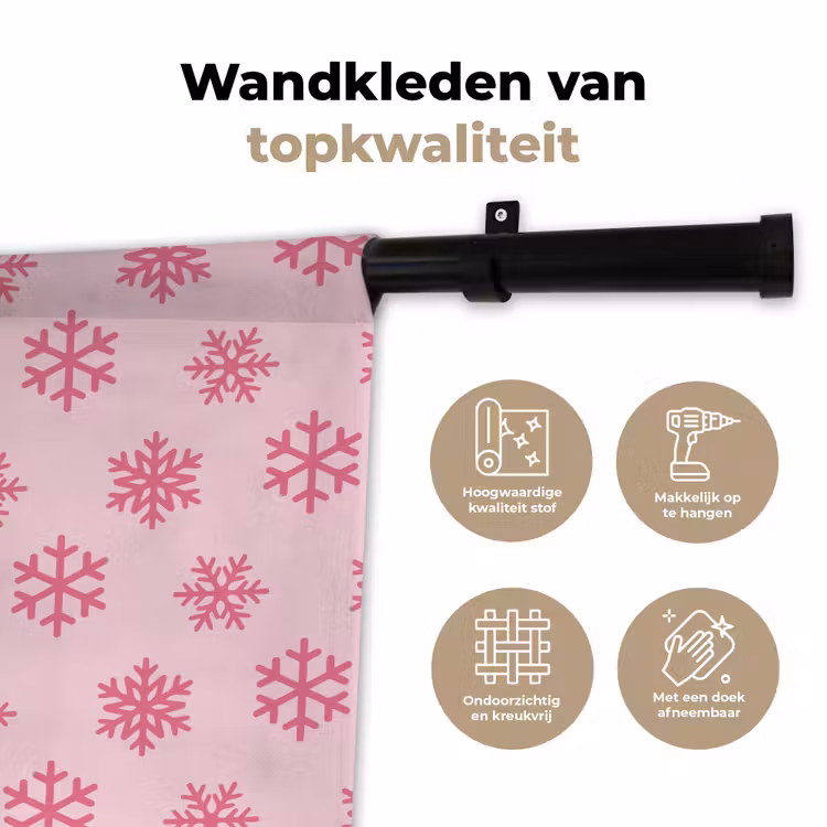Wandkleed - Sneeuwvlok - Roze - Kerst — 3