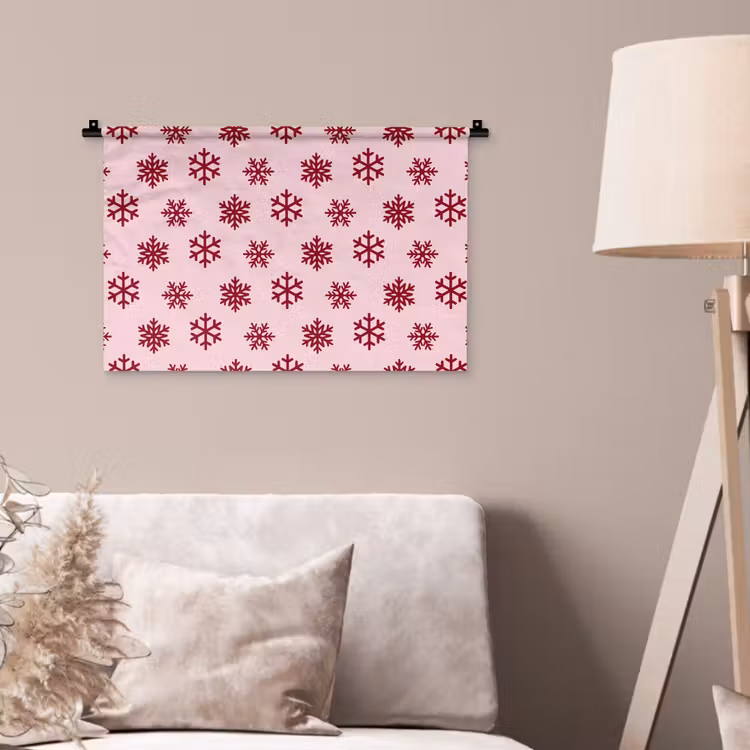 Wandkleed - Sneeuwvlok - Roze - Rood - Kerst — 2
