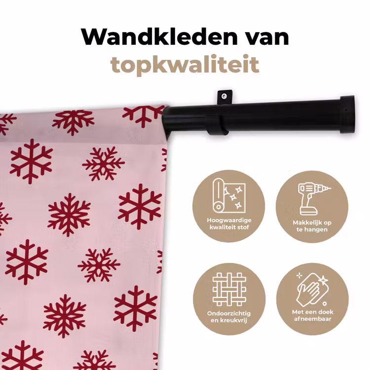 Wandkleed - Sneeuwvlok - Roze - Rood - Kerst — 3