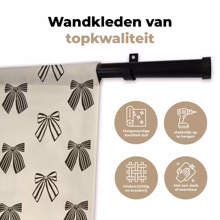 Wandkleed - Strikken - Kerst - Crème - Zwart — 3