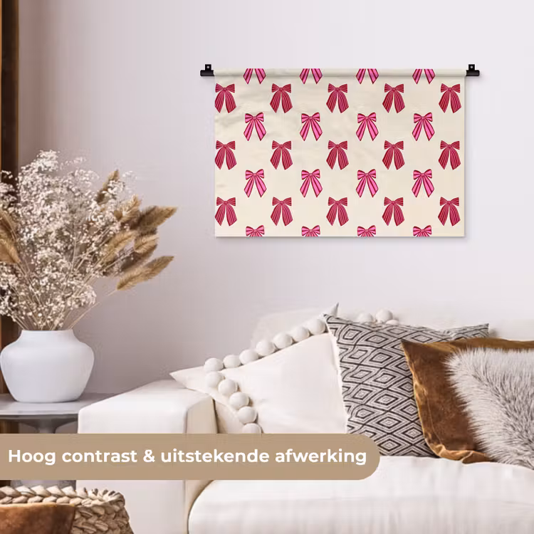 Wandkleed - Strikken - Kerst - Roze - Crème — 4
