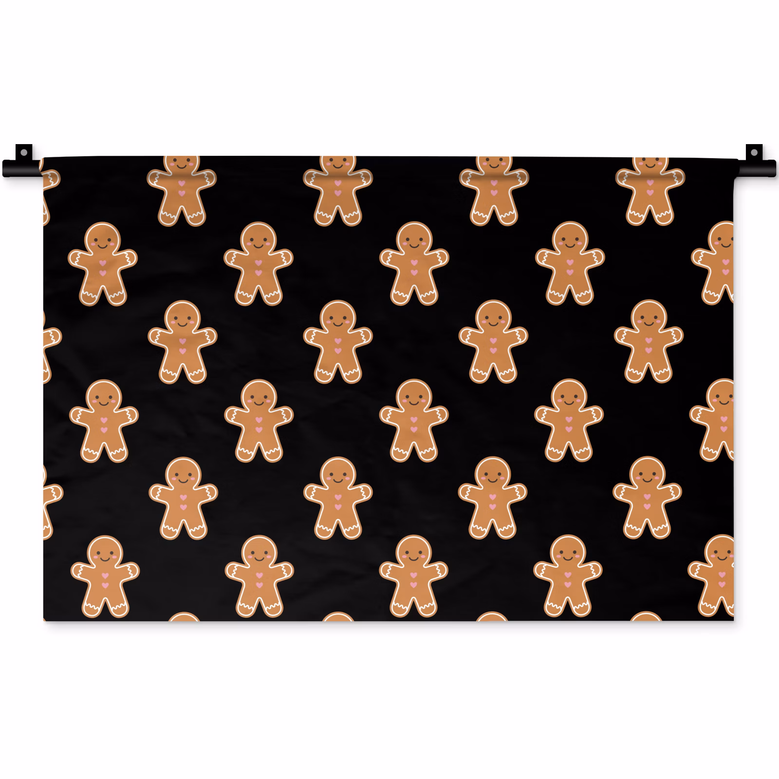 Wandkleed - Peperkoek - Kerst - Zwart — 1