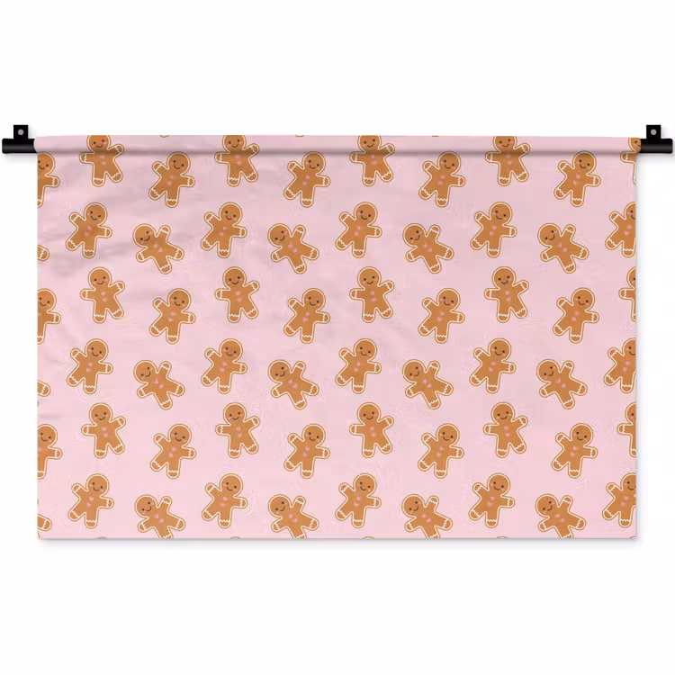 Wandkleed - Peperkoek - Bruin - Roze - Kerst — 1