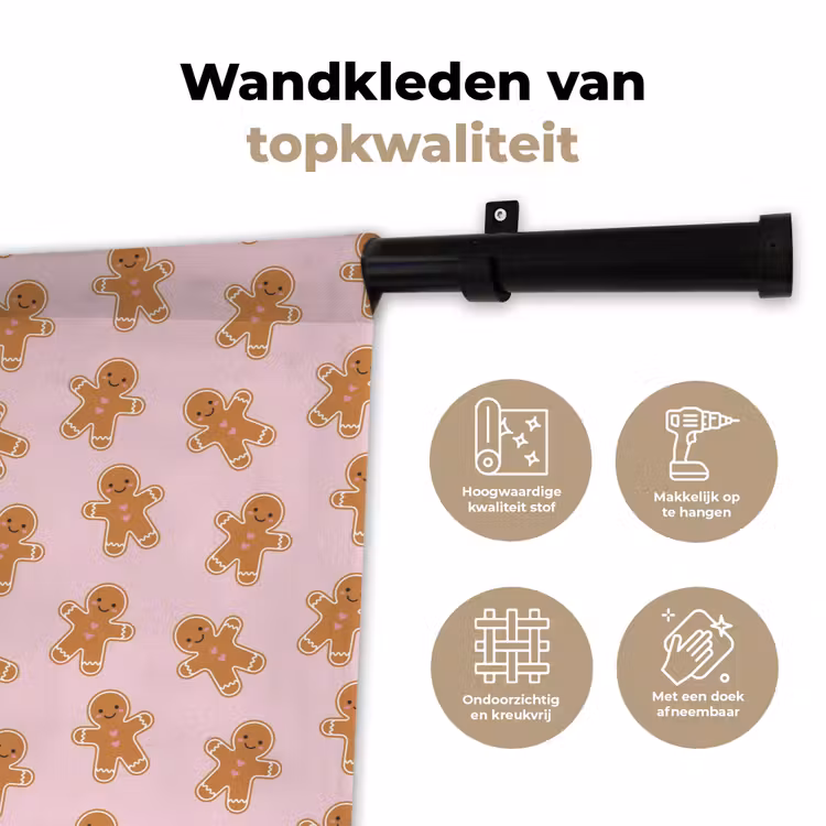Wandkleed - Peperkoek - Bruin - Roze - Kerst — 3