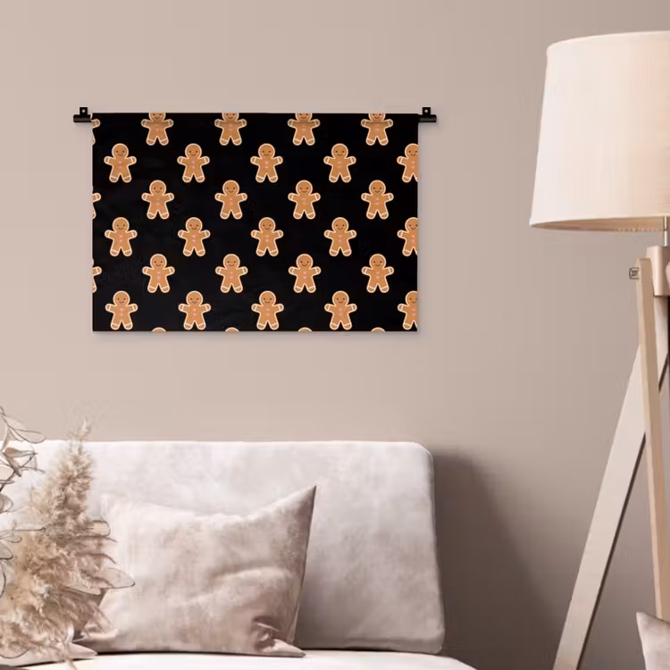 Wandkleed - Peperkoek - Kerst - Zwart — 2
