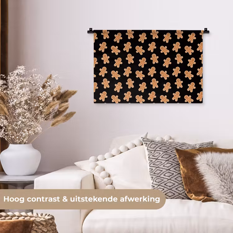Wandkleed - Peperkoek - Kerst - Zwart - Bruin — 4
