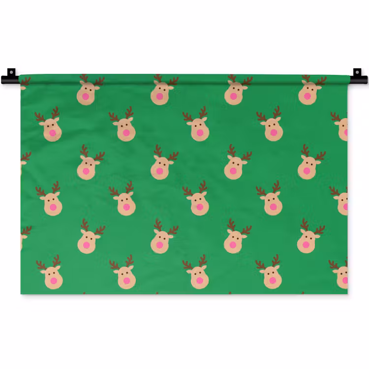 Wandkleed - Rendieren - Kerst - Neon - Groen — 1