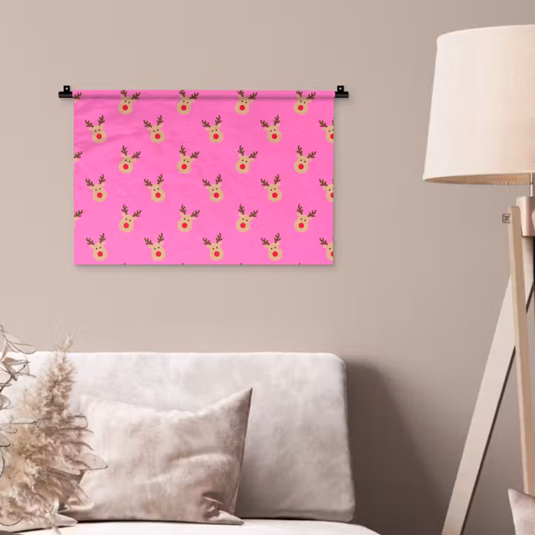 Wandkleed - Rendieren - Kerst - Neon - Roze — 2