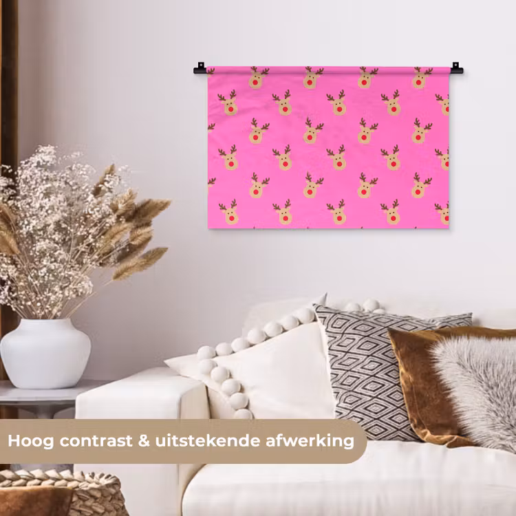 Wandkleed - Rendieren - Kerst - Neon - Roze — 4