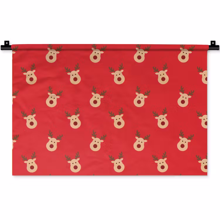 Wandkleed - Rendieren - Kerst - Rood — 1