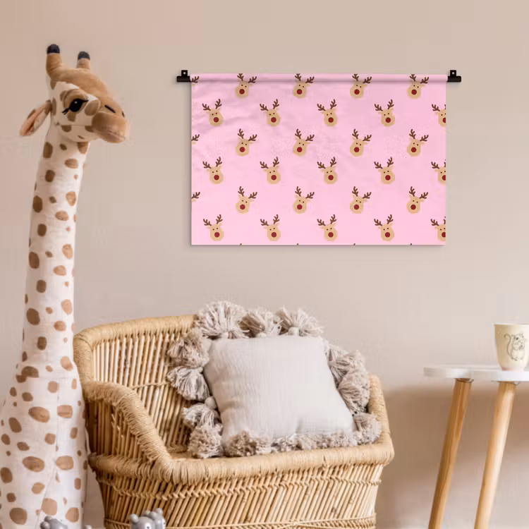 Wandkleed - Rendieren - Kerst - Roze — 5
