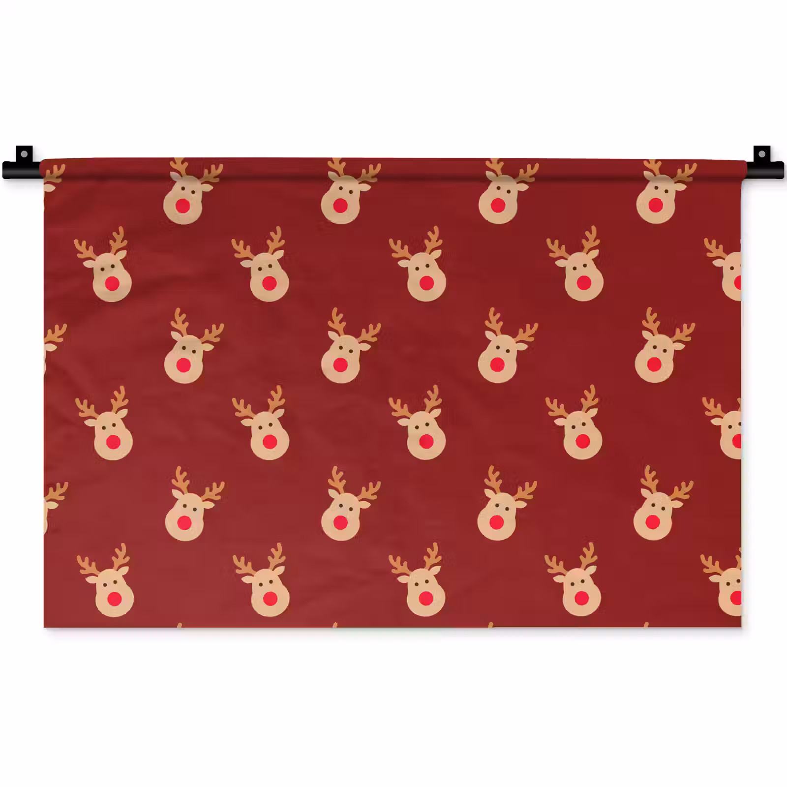 Wandkleed - Rendieren - Kerst - Rood - Bruin — 1
