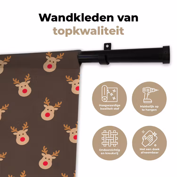 Wandkleed - Kerst - Rendieren - Bruin — 3