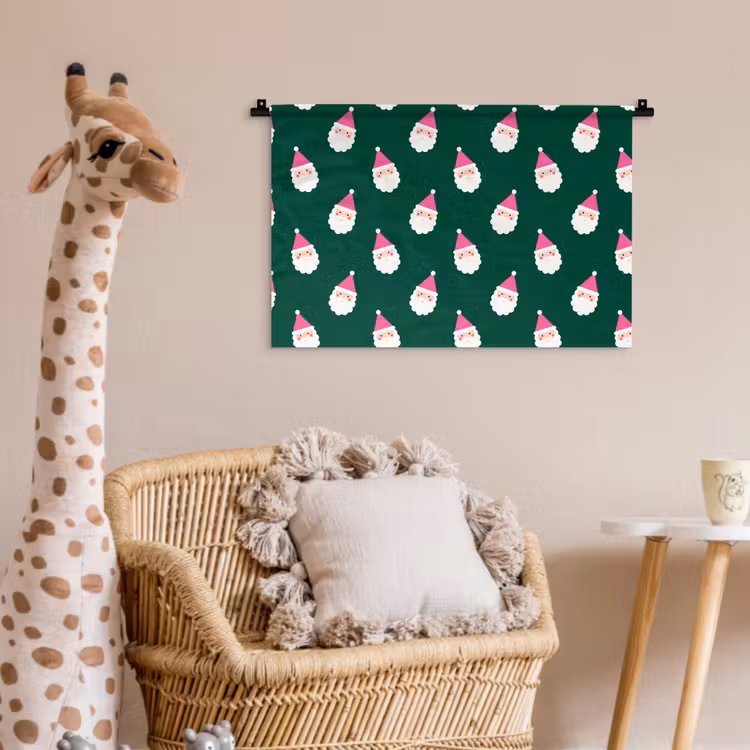 Wandkleed - Kerstman - Kerst - Groen - Roze — 5