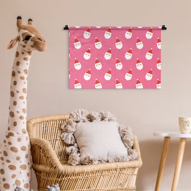 Wandkleed - Kerstman - Kerst - Rood - Roze — 5