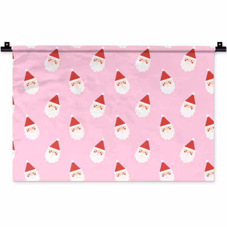 Wandkleed - Kerstman - Kerst - Roze — 1