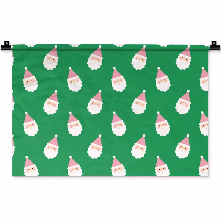 Wandkleed - Kerstman - Kerst - Roze - Groen — 1