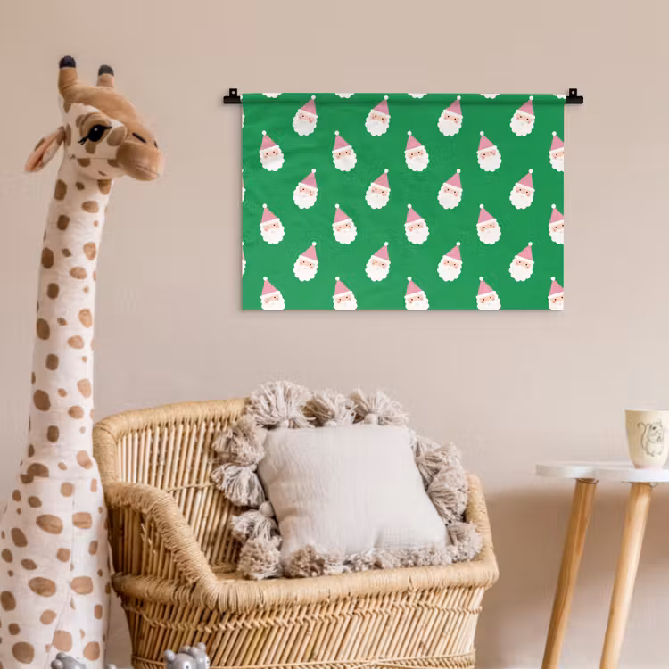 Wandkleed - Kerstman - Kerst - Roze - Groen — 5