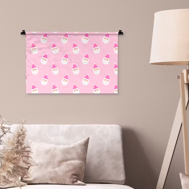 Wandkleed - Kerstman - Kerst - Roze - Pastel — 2