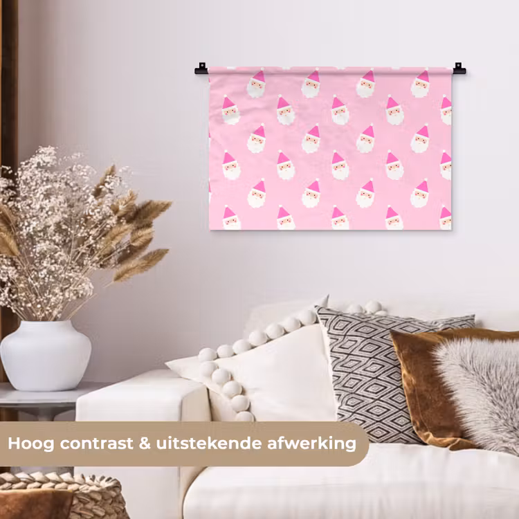Wandkleed - Kerstman - Kerst - Roze - Pastel — 4