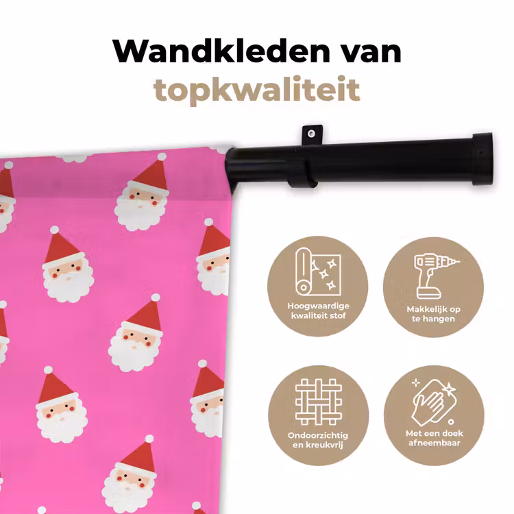 Wandkleed - Kerstman - Kerst - Roze - Rood — 3