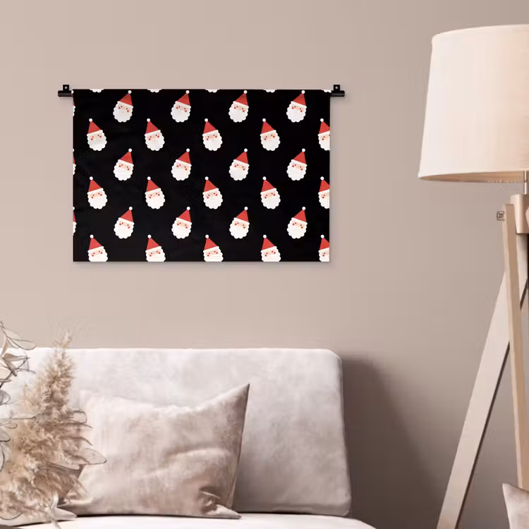 Wandkleed - Kerstman - Kerst - Zwart — 2