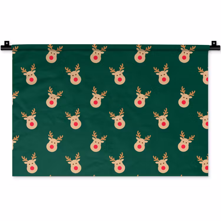 Wandkleed - Rendieren - Kerst - Groen — 1