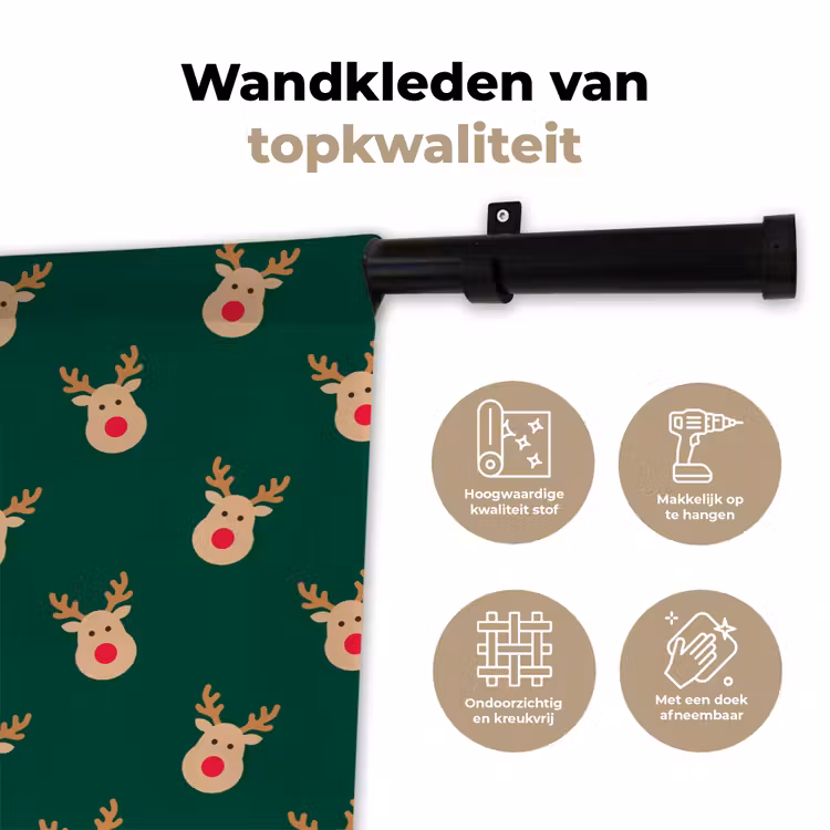 Wandkleed - Rendieren - Kerst - Groen — 3