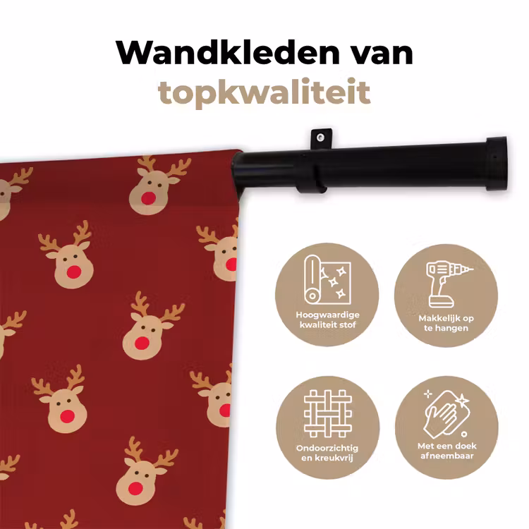 Wandkleed - Rendieren - Kerst - Rood - Bruin — 3
