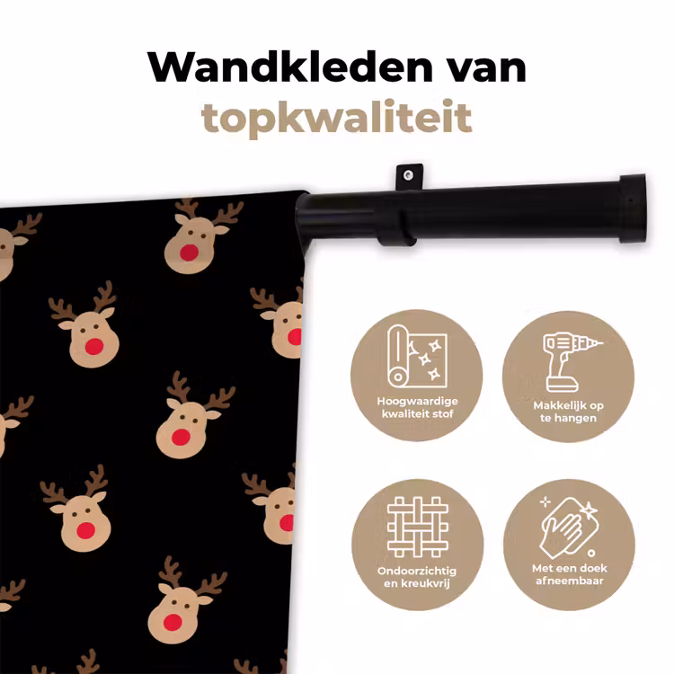 Wandkleed - Rendieren - Kerst - Zwart — 3