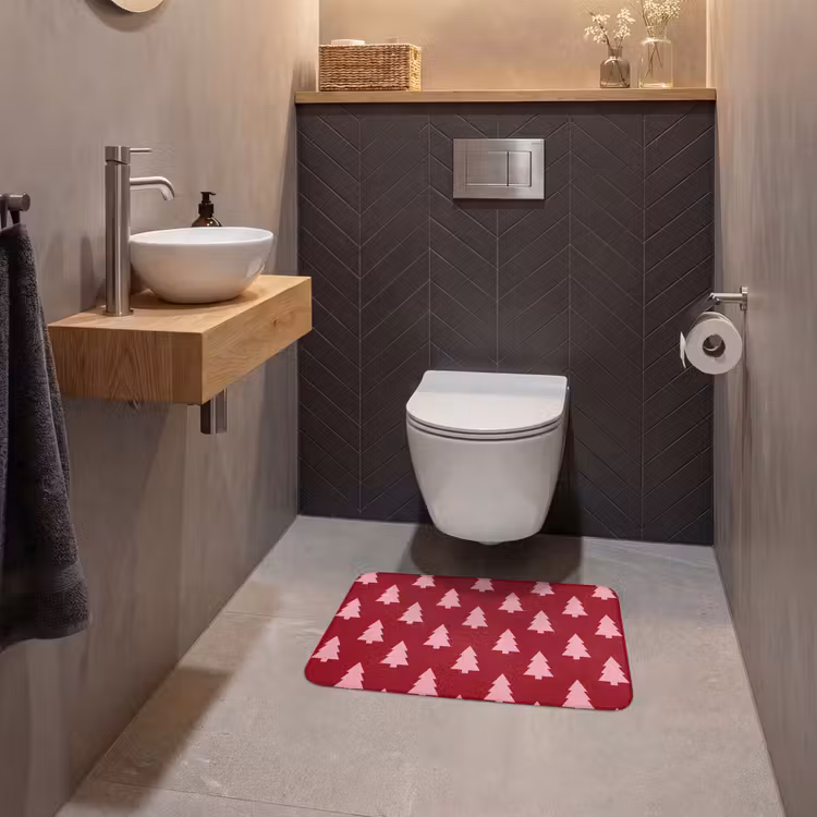 Wc Mat - Kerstboom - Burguny - Roze — 2
