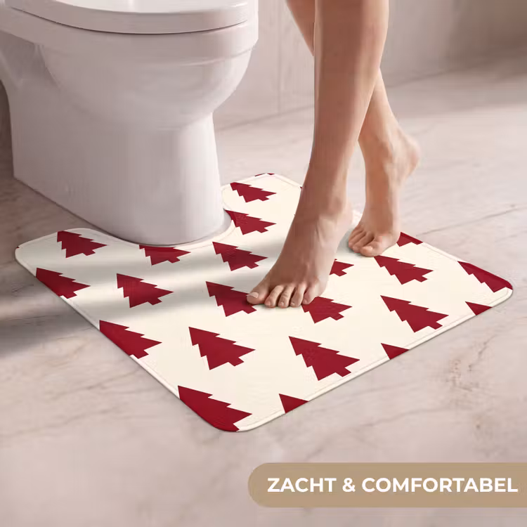 Wc Mat - Kerstboom - Crème - Rood — 5