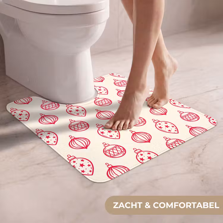 Wc Mat - Kerstbal - Crème - Rood — 5