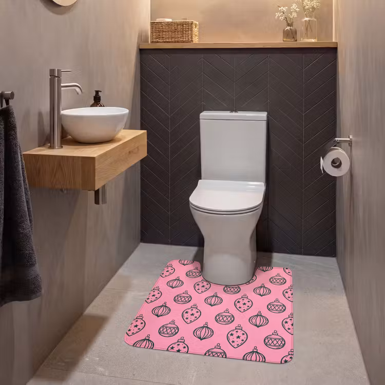 Wc Mat - Kerstbal - Groen - Roze — 2
