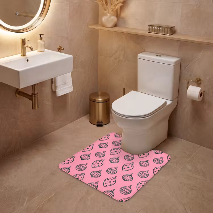 Wc Mat - Kerstbal - Groen - Roze — 3