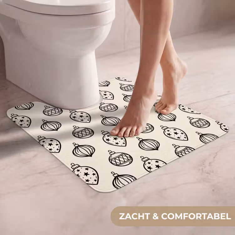 Wc Mat - Kerstbal - Zwart - Wit — 5