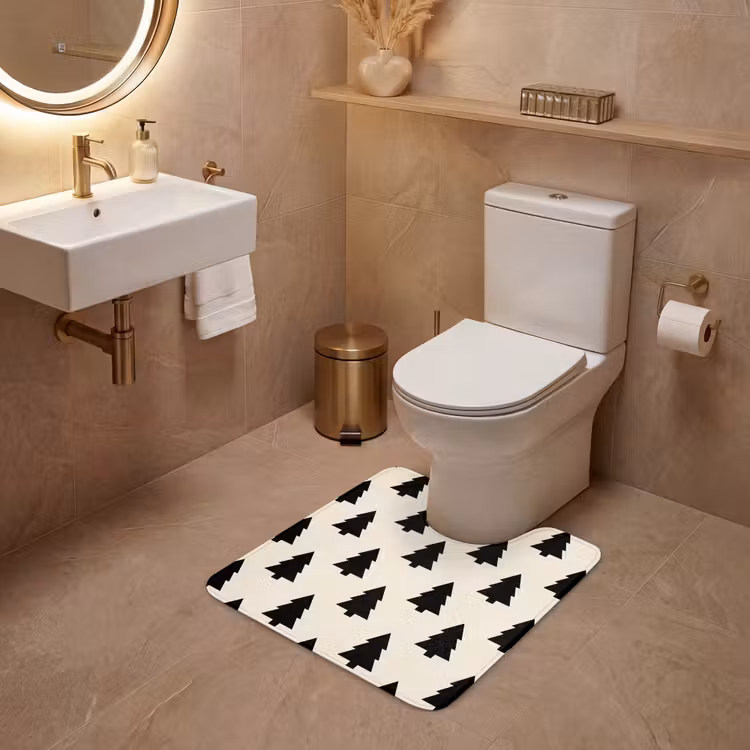Wc Mat - Kerstboom - Wit - Zwart — 3