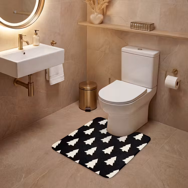 Wc Mat - Kerstboom - Zwart - Wit — 3