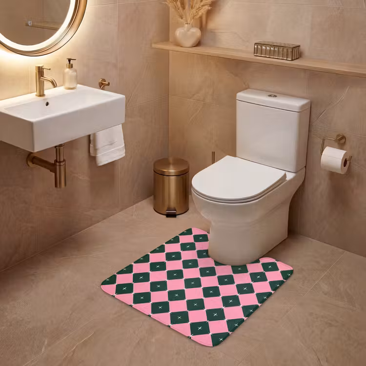 Wc Mat - Kerst - Roze - Groen - Ster — 3